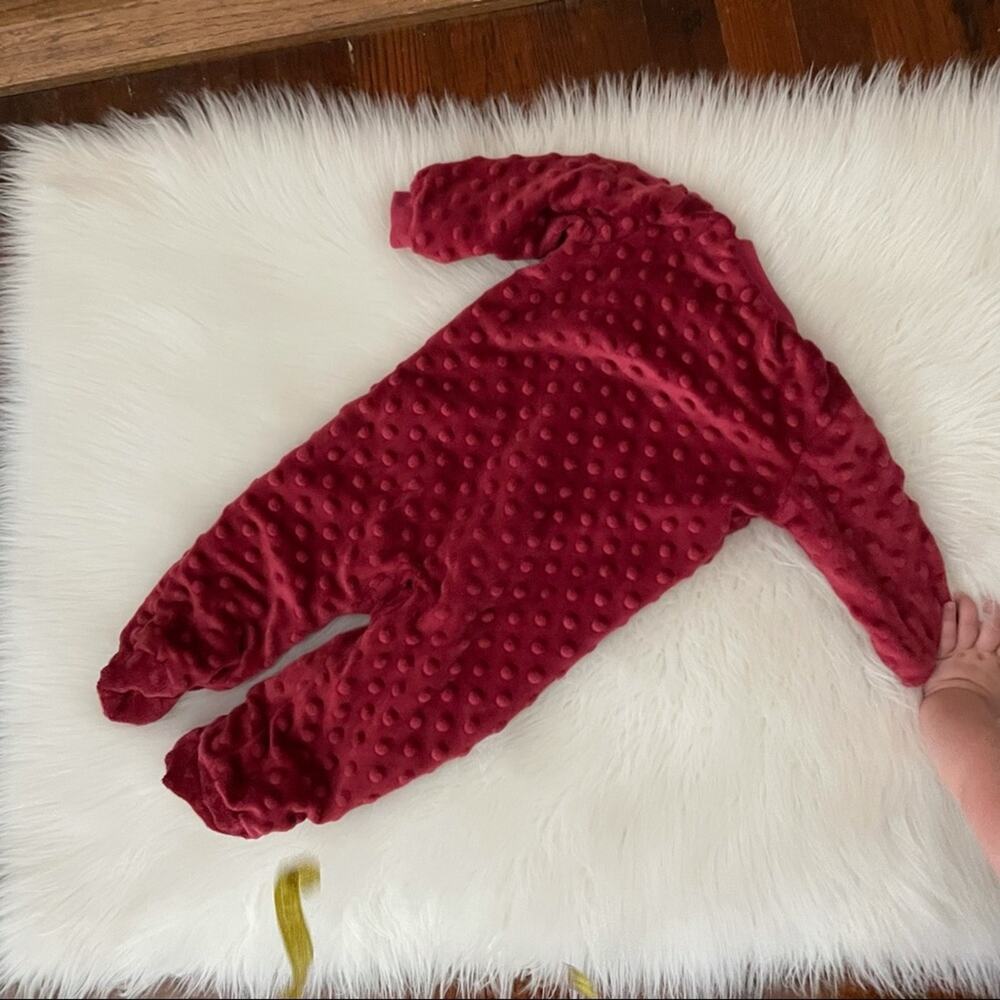 Baby Footie Pajamas Cozy Fleece Burgundy - Picture 4 of 4